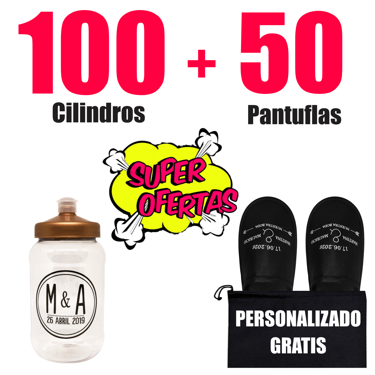 100 Cilindros  + 50 Pantuflas 🔥 Paquete Personalizado 🔥