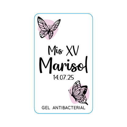 Gel Antibacterial ó Crema para XV Años Personalizado Mod. 53 Quee