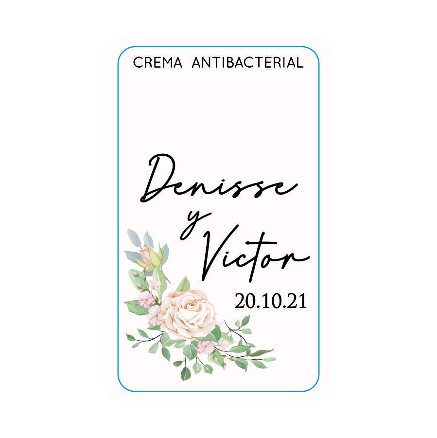 Gel Antibacterial ó Crema para Boda Personalizado Mod. 20 Las ros