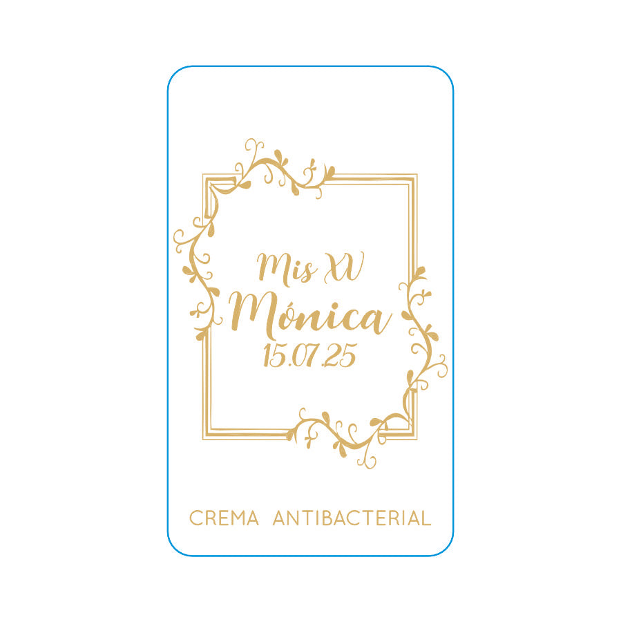Gel Antibacterial ó Crema para XV Años Personalizado Mod. 54 Marc