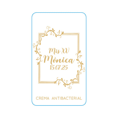 Gel Antibacterial ó Crema para XV Años Personalizado Mod. 54 Marc