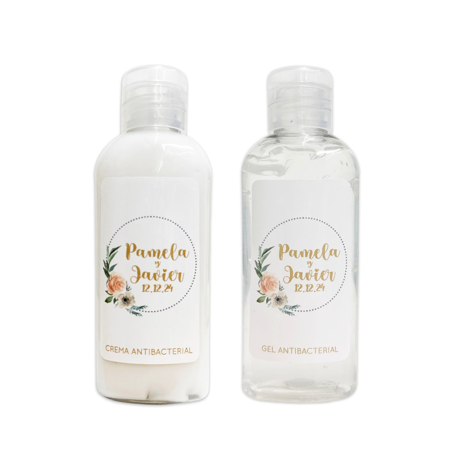 Gel Antibacterial ó Crema para Boda Personalizado – 110 Puntuales