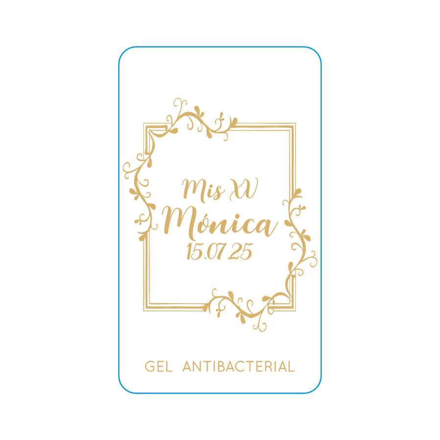 Gel Antibacterial ó Crema para XV Años Personalizado Mod. 54 Marc