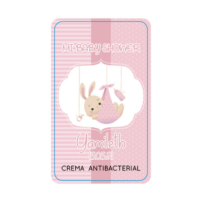 Gel Antibacterial ó Crema para Fiesta Baby Shower Bautizo Perzona