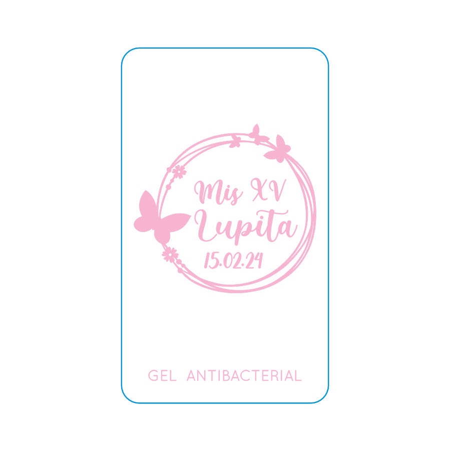 Gel Antibacterial ó Crema para XV Años Personalizado Mod. 44 Mari