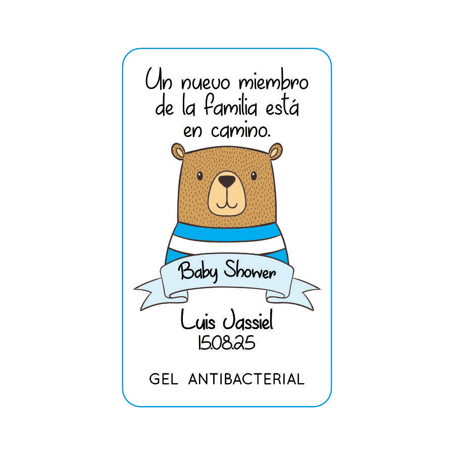 Gel Antibacterial ó Crema para Fiesta Baby Shower Bautizo Perzona
