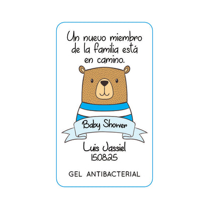 Gel Antibacterial ó Crema para Fiesta Baby Shower Bautizo Perzona