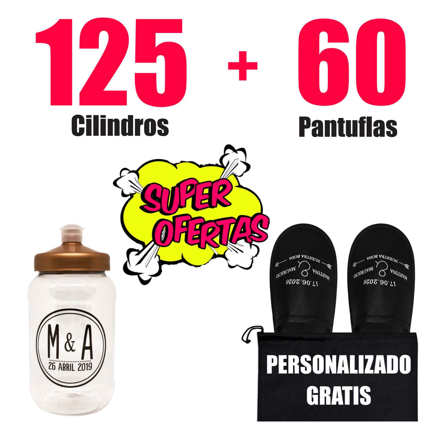 125 Cilindros  + 60 Pantuflas 🔥 Paquete Personalizado 🔥