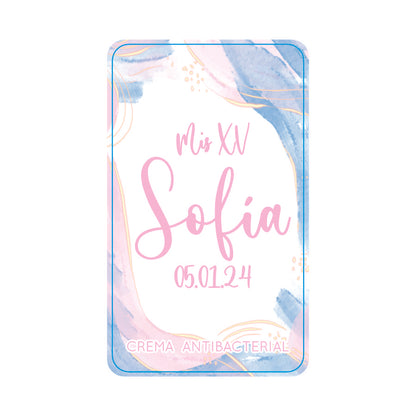 Gel Antibacterial ó Crema para XV Años Personalizado Mod. 47 Marm