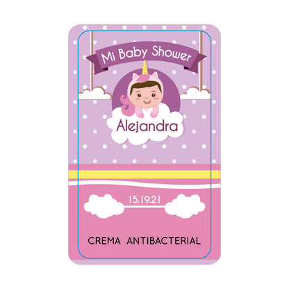Gel Antibacterial ó Crema para Fiesta Baby Shower Bautizo Perzona