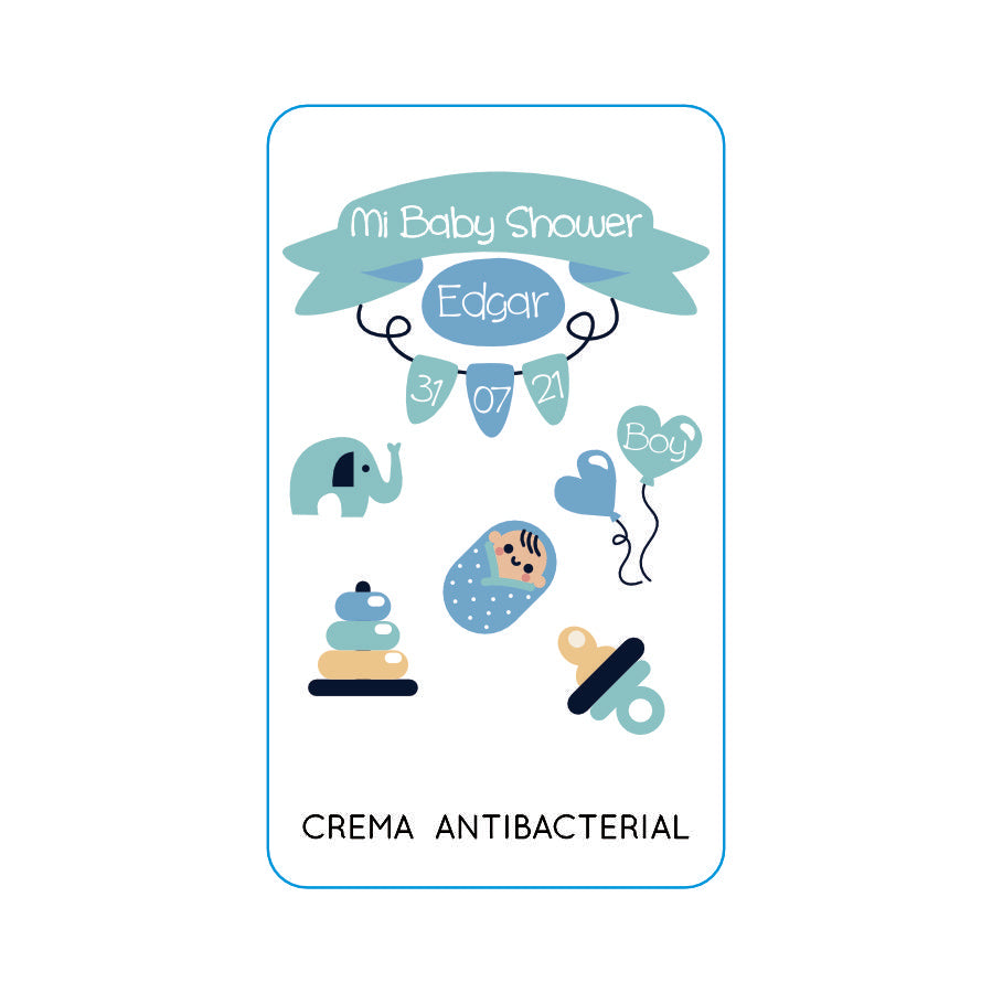 Gel Antibacterial ó Crema para Fiesta Baby Shower Bautizo Perzona