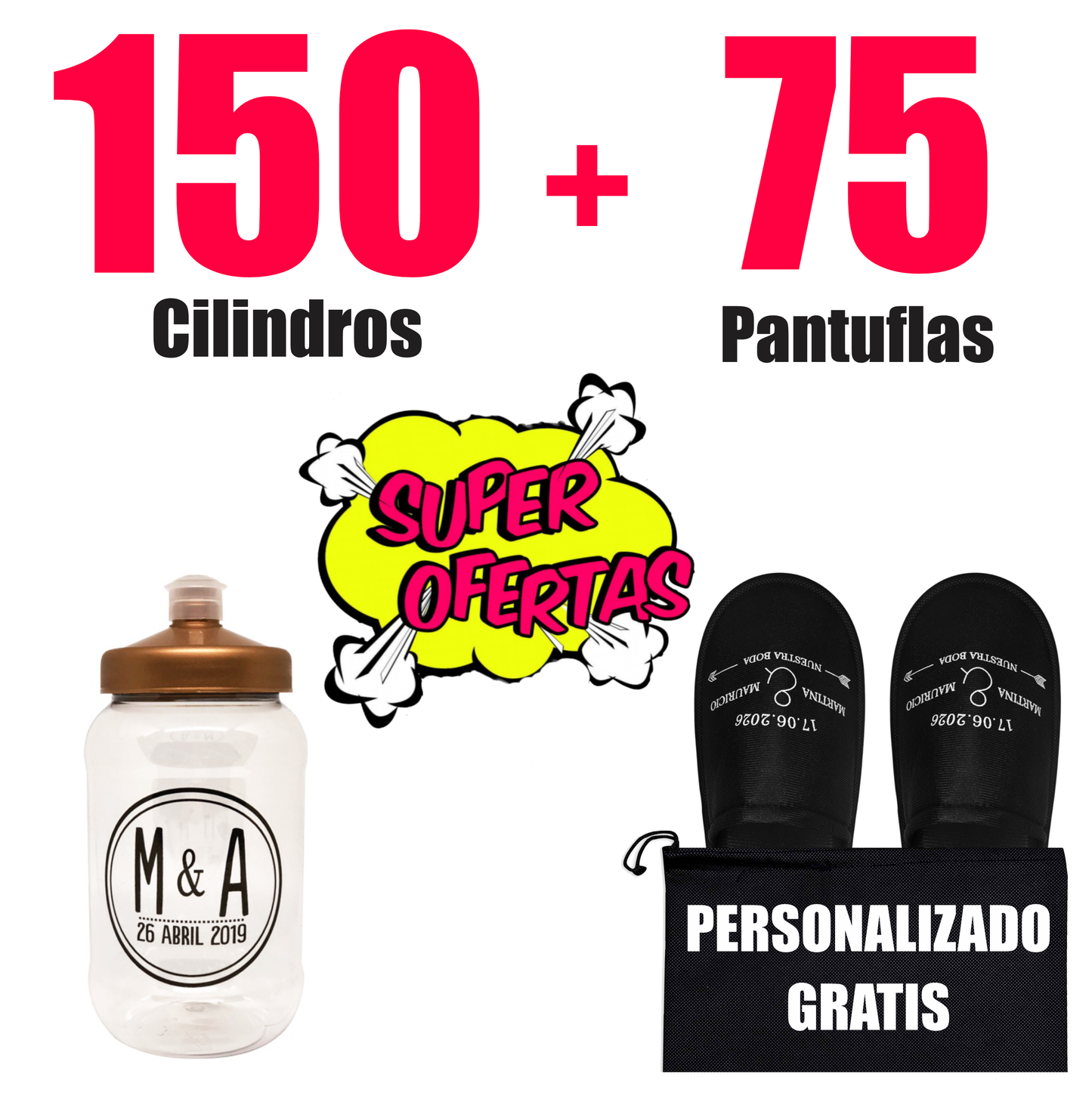 150 Cilindros  + 75 Pantuflas 🔥 Paquete Personalizado 🔥