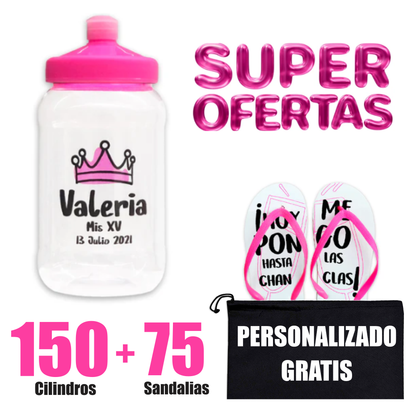 150 Cilindros  + 75 Sandalias para XV 🔥 Paquete Personalizado 🔥