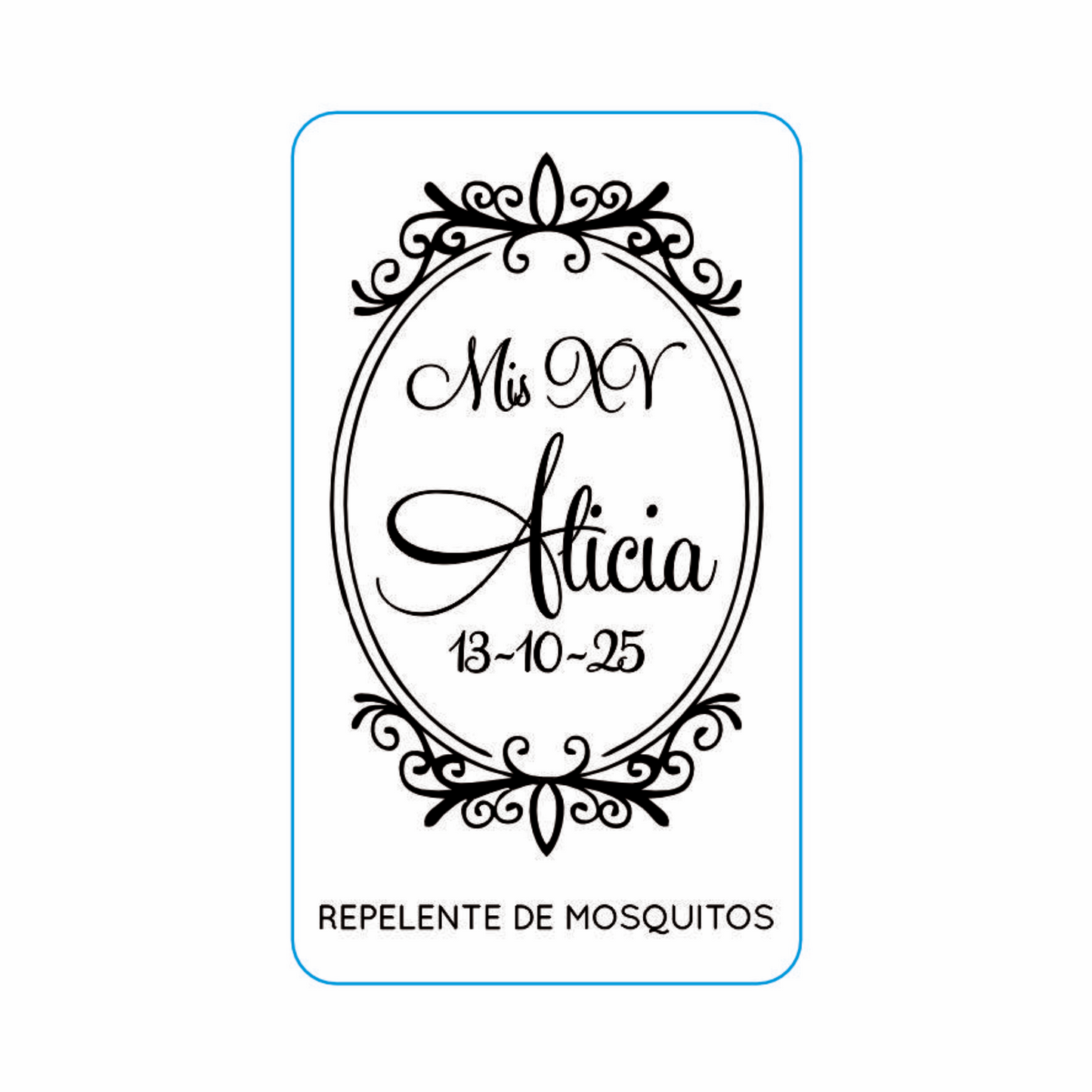 Repelente para XV Años Personalizado – Mod. #25 Marco artista 🦟