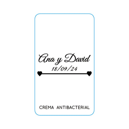 Gel Antibacterial ó Crema para Boda Personalizado Mod. 26 Flecha