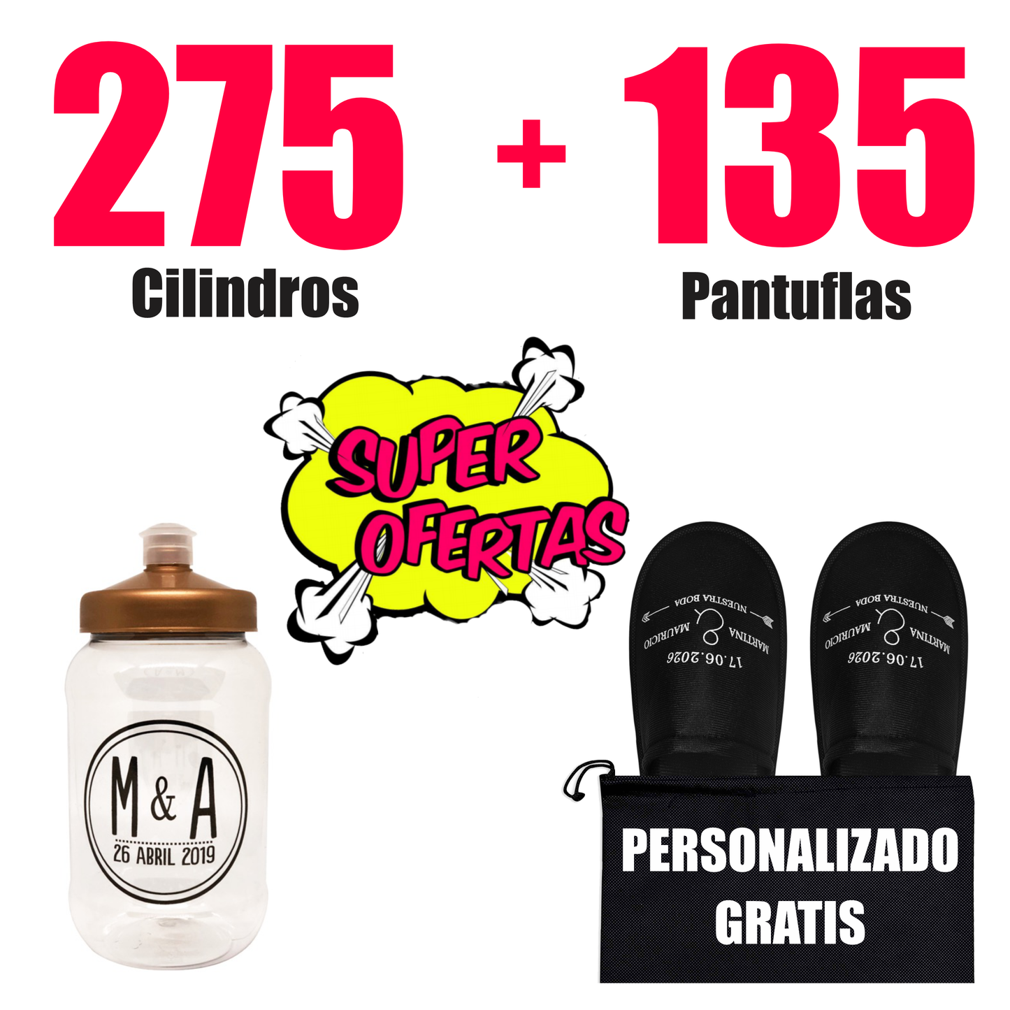 275 Cilindros  + 135 Pantuflas 🔥 Paquete Personalizado 🔥