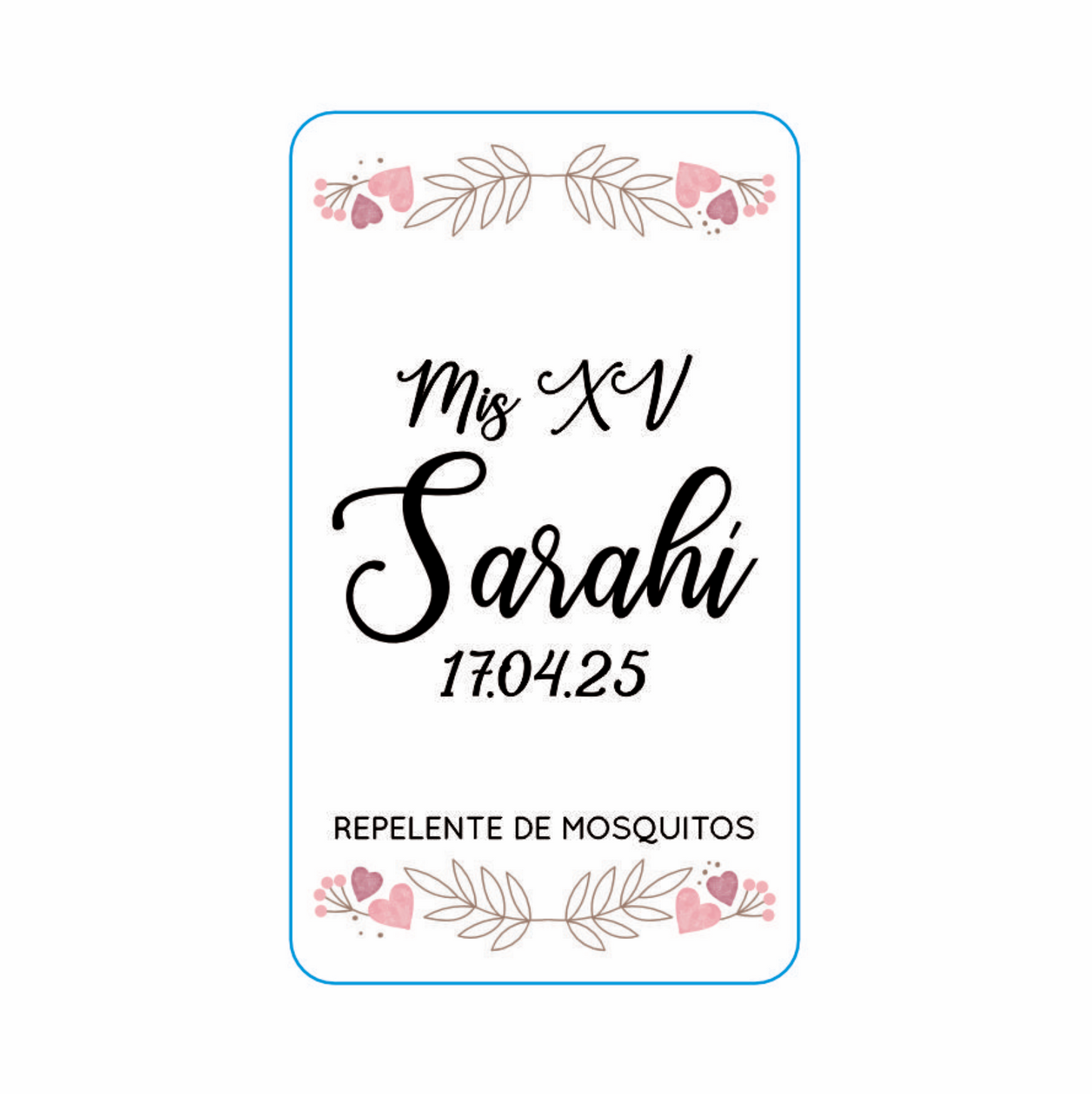 Repelente para XV Años Personalizado – Mod. #2 Mini cora 🦟