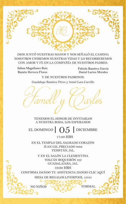 Invitación Mod . 3.1  Marco Oro | Festiboda