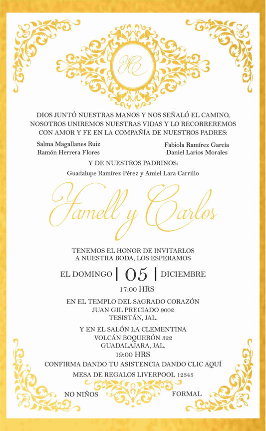 Invitación Mod . 3.1  Marco Oro | Festiboda