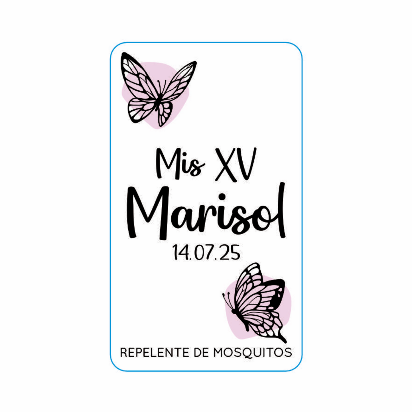 Repelente para XV Años Personalizado – Mod. #33 Mariposa morada 🦟