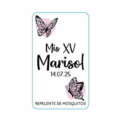 Repelente para XV Años Personalizado – Mod. #33 Mariposa morada 🦟