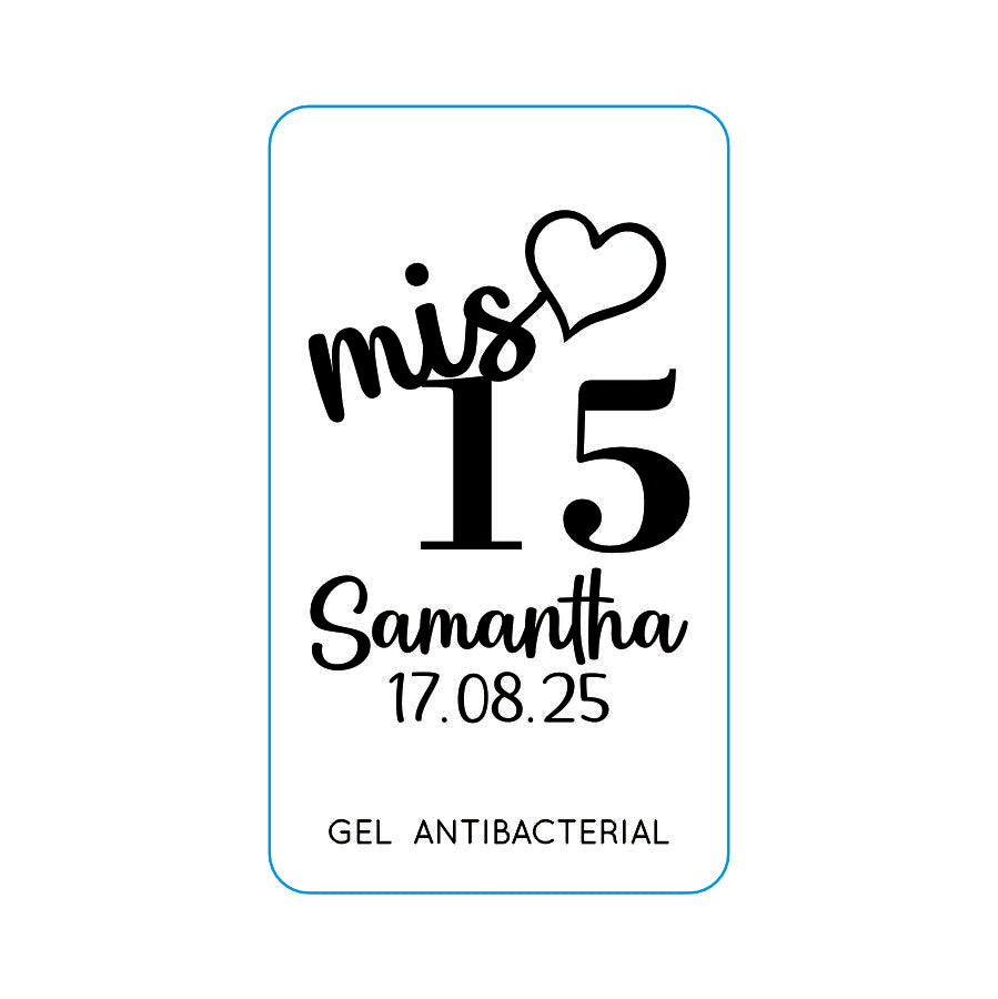 Gel Antibacterial ó Crema para XV Años Personalizado Mod. 49 Cora