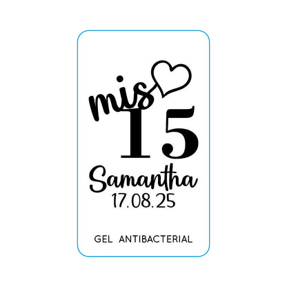 Gel Antibacterial ó Crema para XV Años Personalizado Mod. 49 Cora