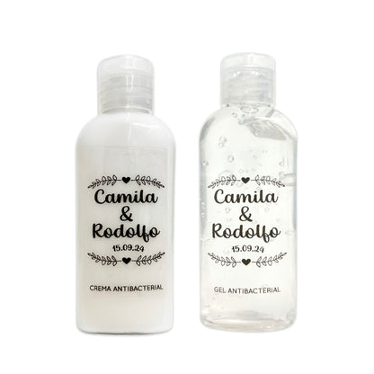 Gel Antibacterial ó Crema para Boda Personalizado – Mod. 43 Hojit