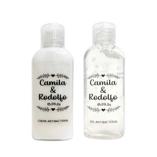 Gel Antibacterial ó Crema para Boda Personalizado – Mod. 43 Hojit