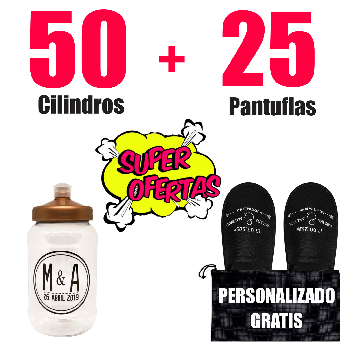 50 Cilindros  + 25 Pantuflas 🔥 Paquete Personalizado 🔥