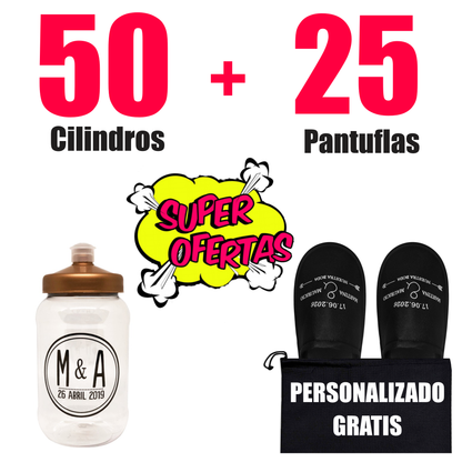 50 Cilindros  + 25 Pantuflas 🔥 Paquete Personalizado 🔥
