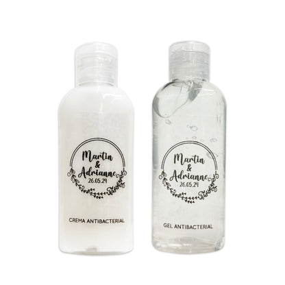 Gel Antibacterial ó Crema para Boda Personalizado – 55 Tres flore
