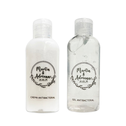 Gel Antibacterial ó Crema para Boda Personalizado – 55 Tres flore