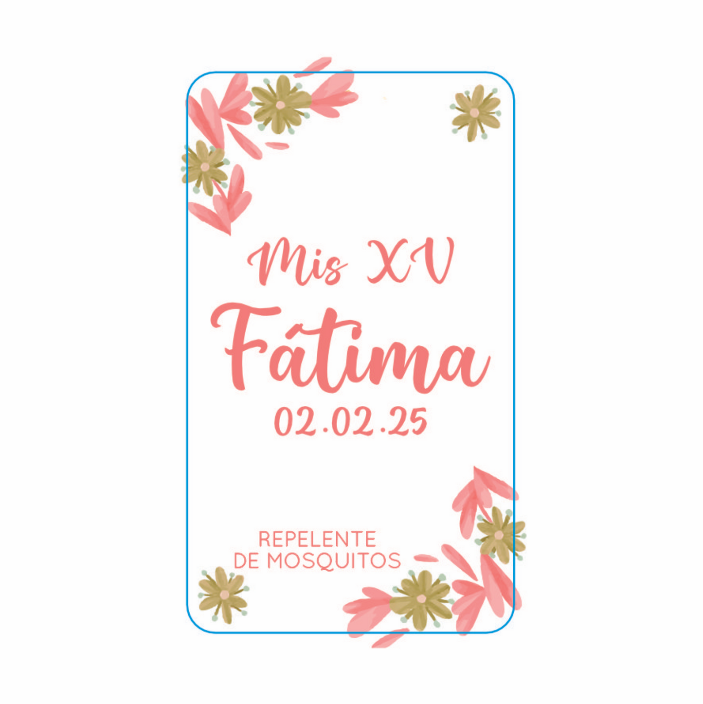 Repelente para XV Años Personalizado – Mod. #5 Olivas 🦟
