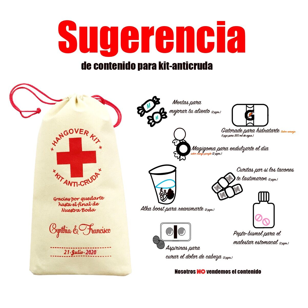 Costalito para Kit Anticruda para XV Años mod. 10 Sobrevivir XV 🎁