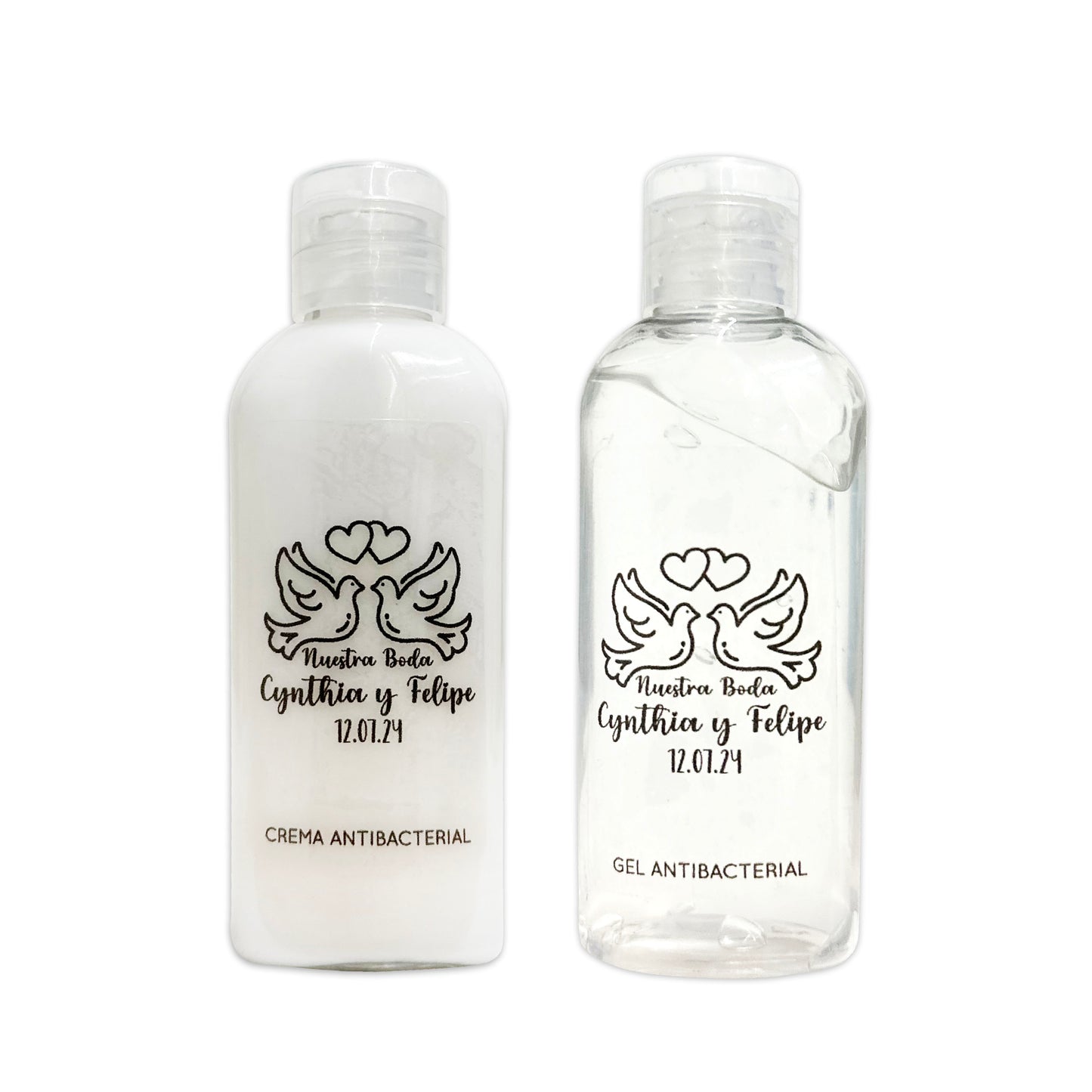 Gel Antibacterial ó Crema para Boda Personalizado – 78 Las paloma
