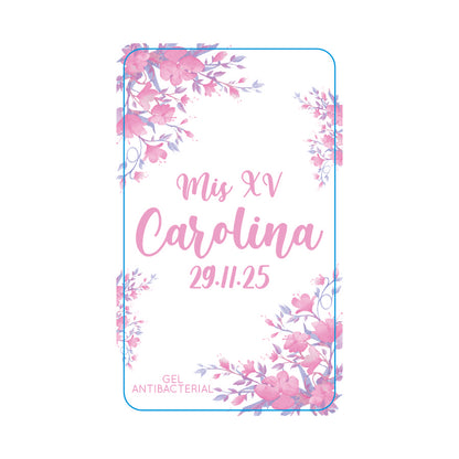 Gel Antibacterial ó Crema para XV Años Personalizado Mod. 43 Mora