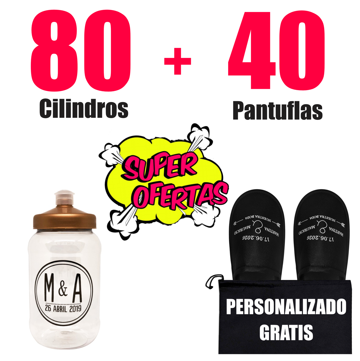 80 Cilindros  + 40 Pantuflas 🔥 Paquete Personalizado 🔥