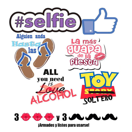 Paquete # 5  con 12 Letreros Selfie