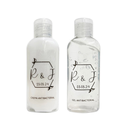 Gel Antibacterial ó Crema para Boda Personalizado – 85 Hexagono f