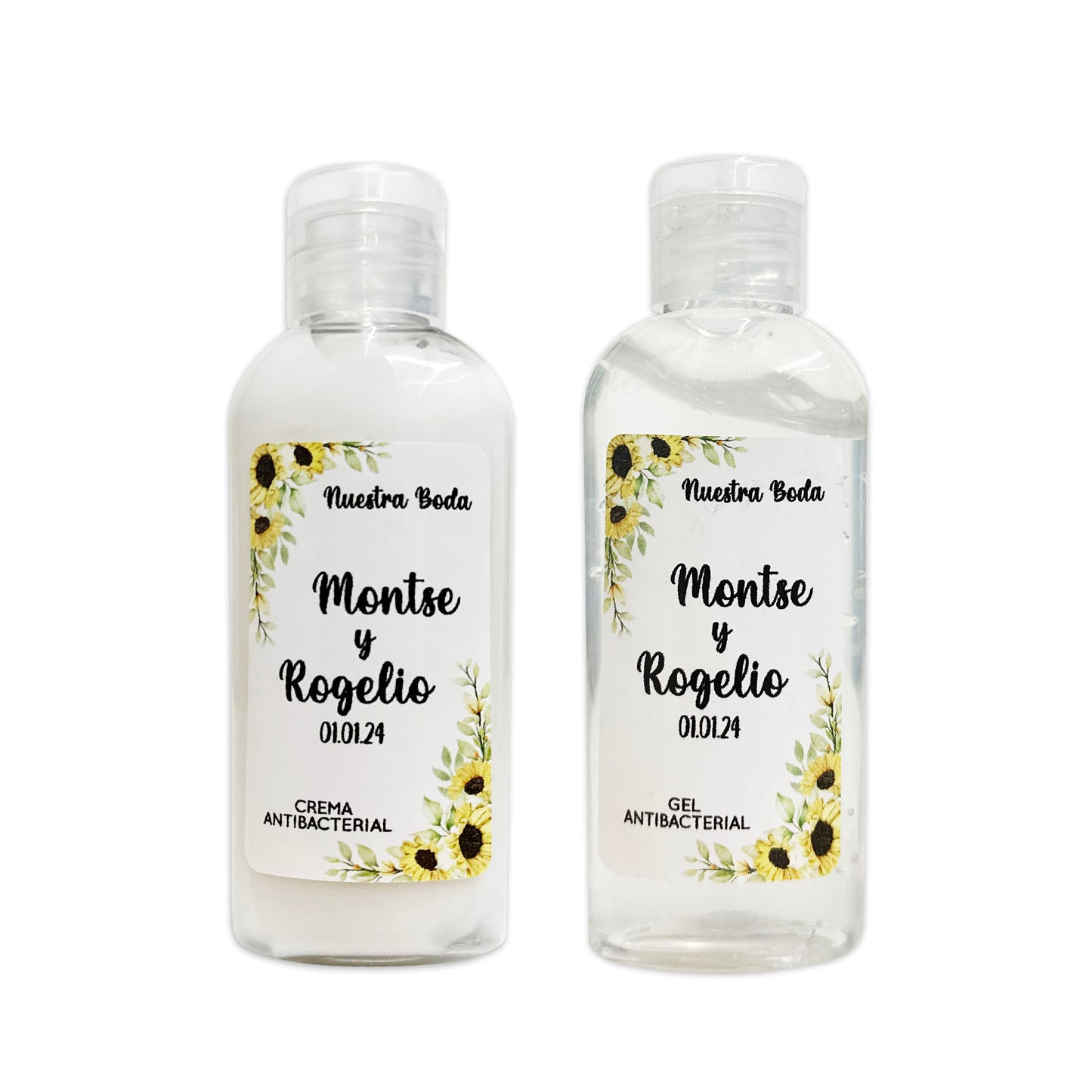 Gel Antibacterial ó Crema para Boda Personalizado – 90 Girasol 💍