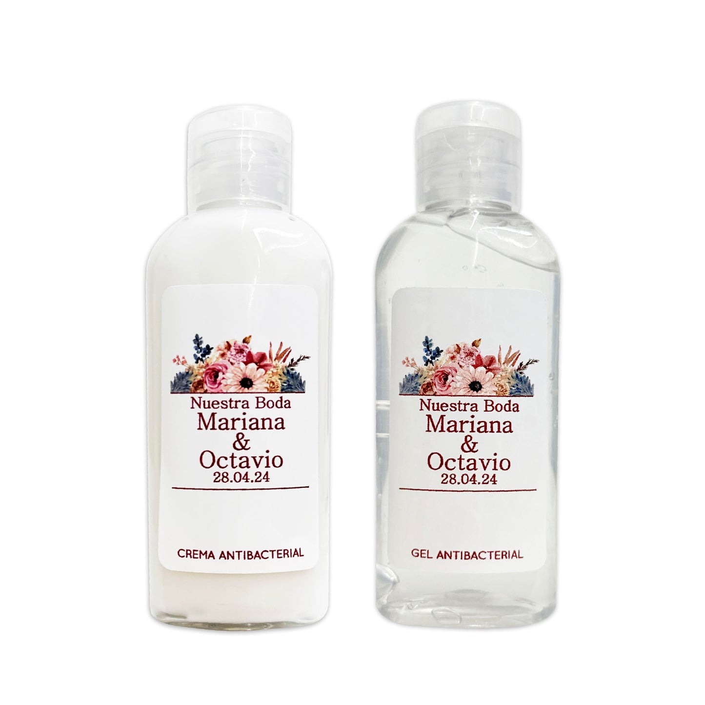 Gel Antibacterial ó Crema para Boda Personalizado – 92 Ramo flora