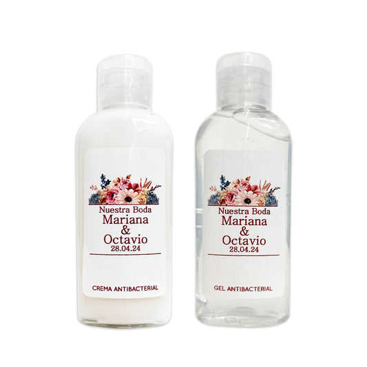 Gel Antibacterial ó Crema para Boda Personalizado – 92 Ramo flora