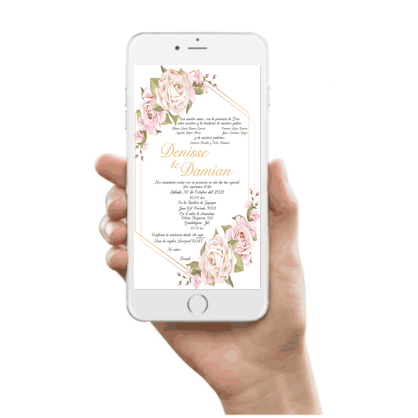 Invitación Mod . 11 Oro y Rosa | Festiboda