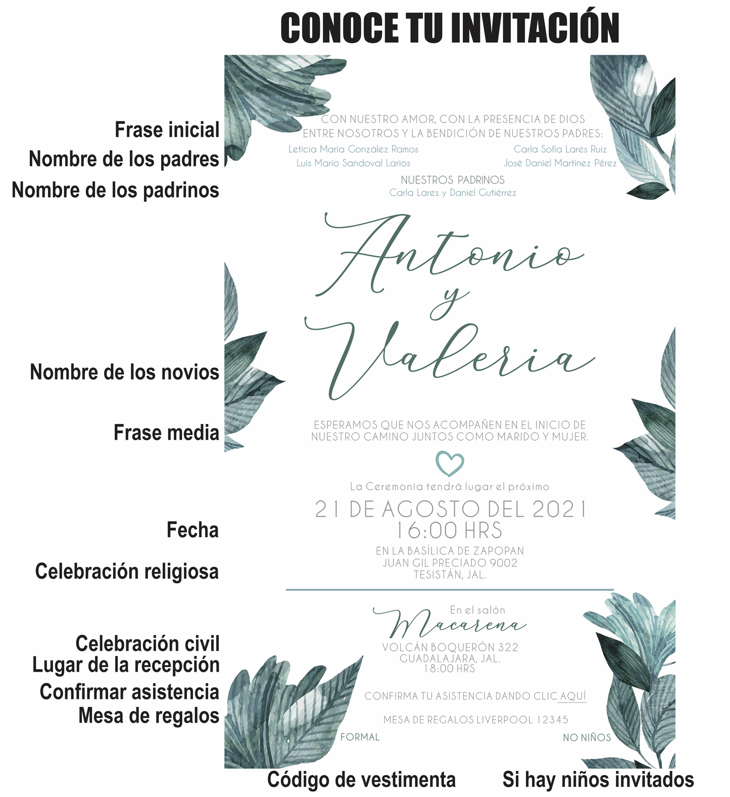 Invitación Mod . 12 Hojitas | Festiboda
