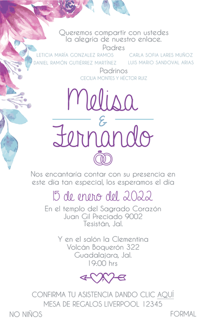 Invitación Mod . 18 Flores Azul Rosa | Festiboda