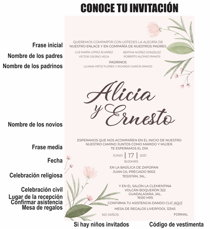 Invitación Mod . 19 Rosa | Festiboda