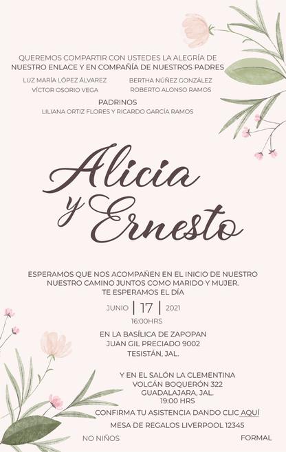 Invitación Mod . 19 Rosa | Festiboda