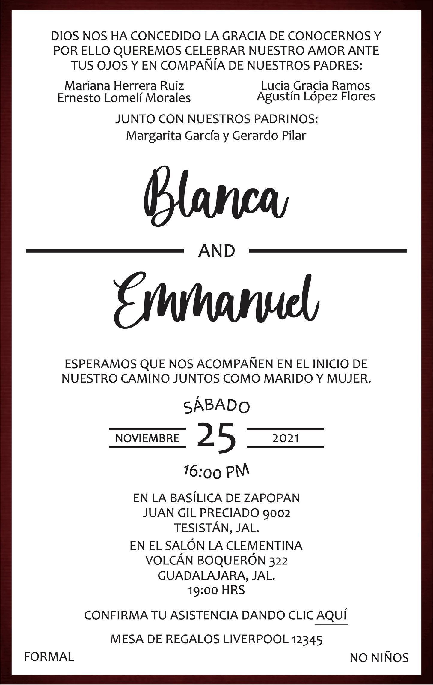 Invitación Mod . 21 Tinto | Festiboda