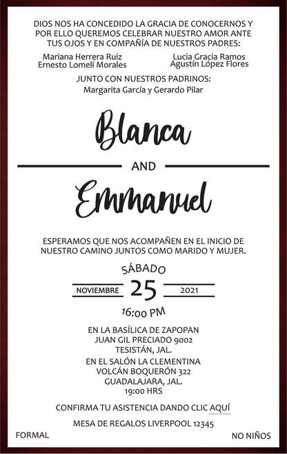 Invitación Mod . 21 Tinto | Festiboda